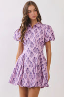 Puff Sleeve Bubble Hem Mini Dress