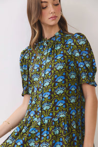 Floral Puff Sleeve Mini Dress