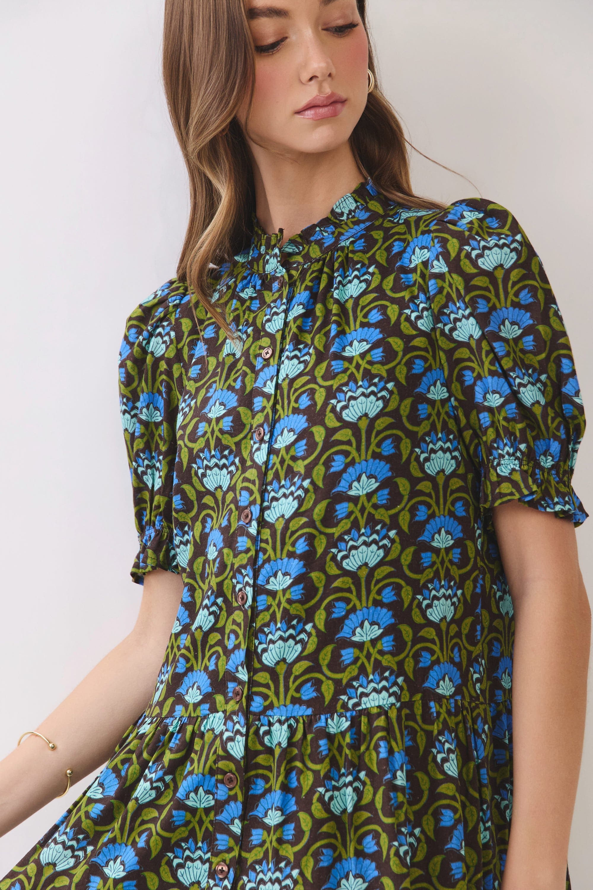Floral Puff Sleeve Mini Dress