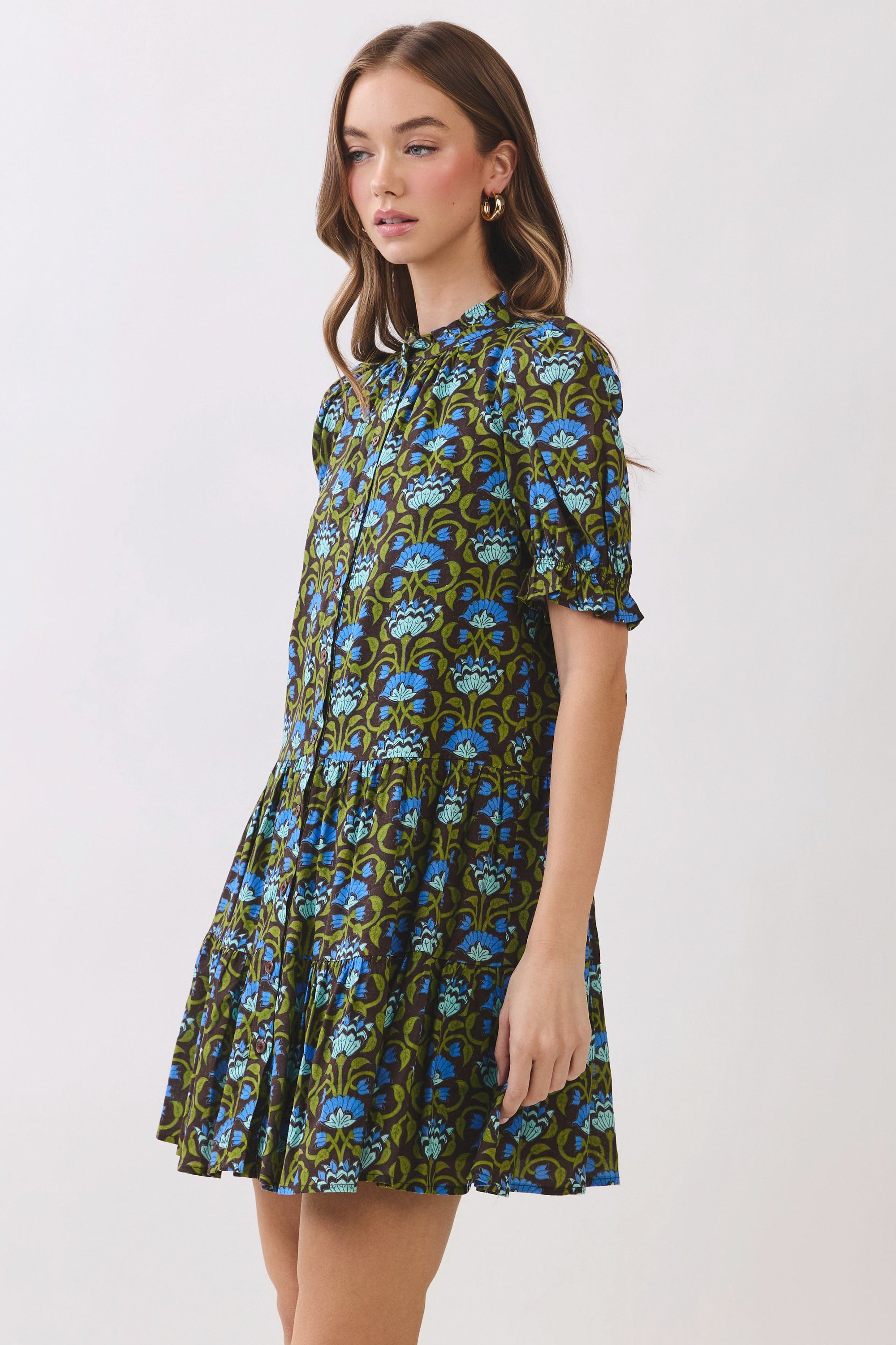 Floral Puff Sleeve Mini Dress