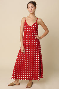 Red Polka Dot Midi Dress