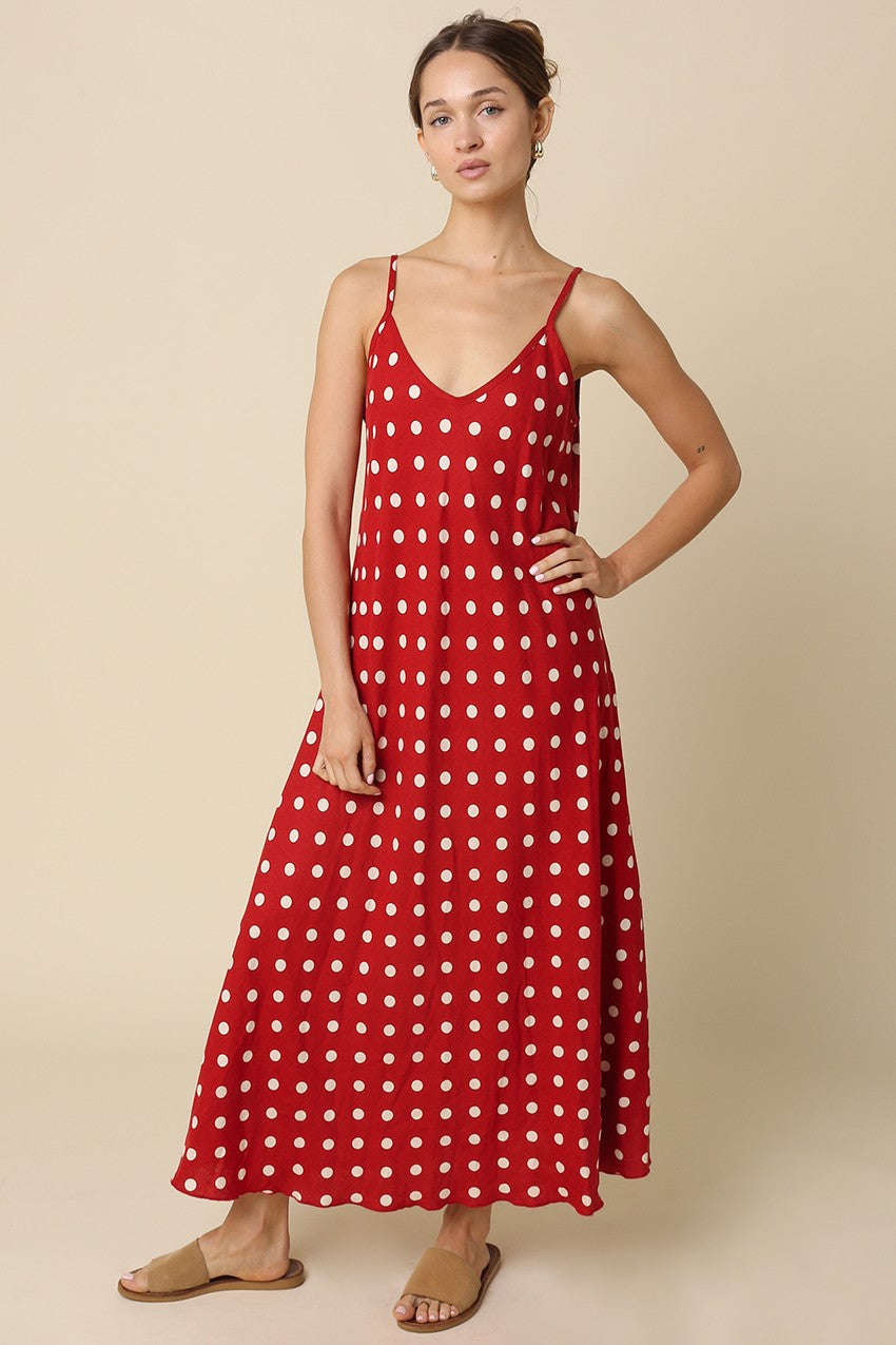 Red Polka Dot Midi Dress