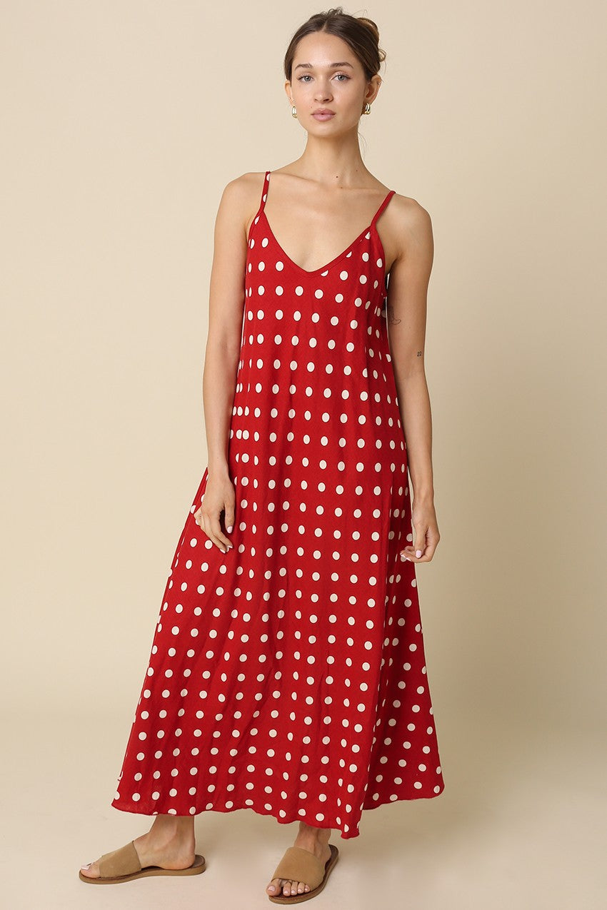 Red Polka Dot Midi Dress