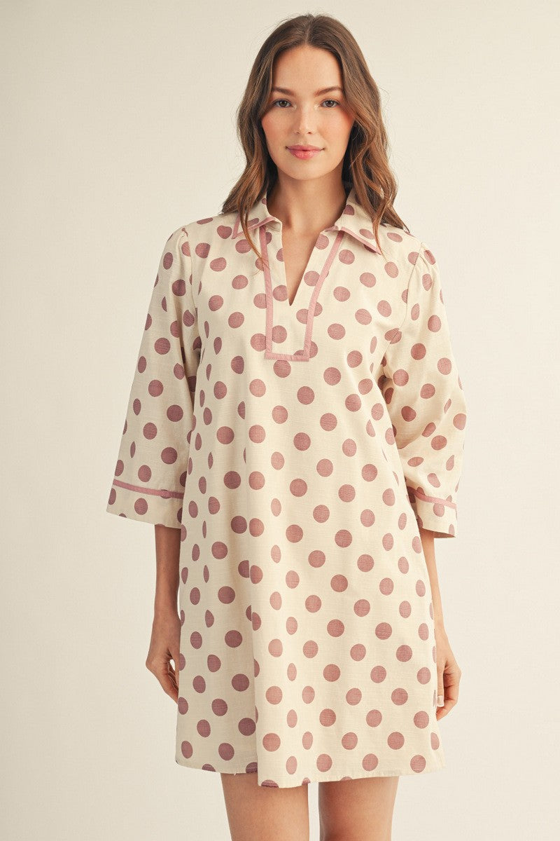 Pink Polka Dot Mini Dress