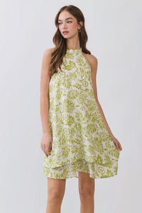 Halter Neck Flowy Mini Dress