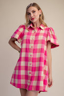 Checkered Shirt Dress