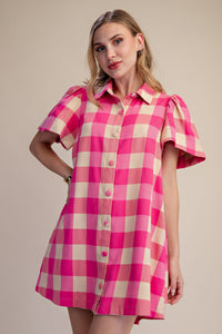 Checkered Shirt Dress