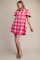 Checkered Shirt Dress