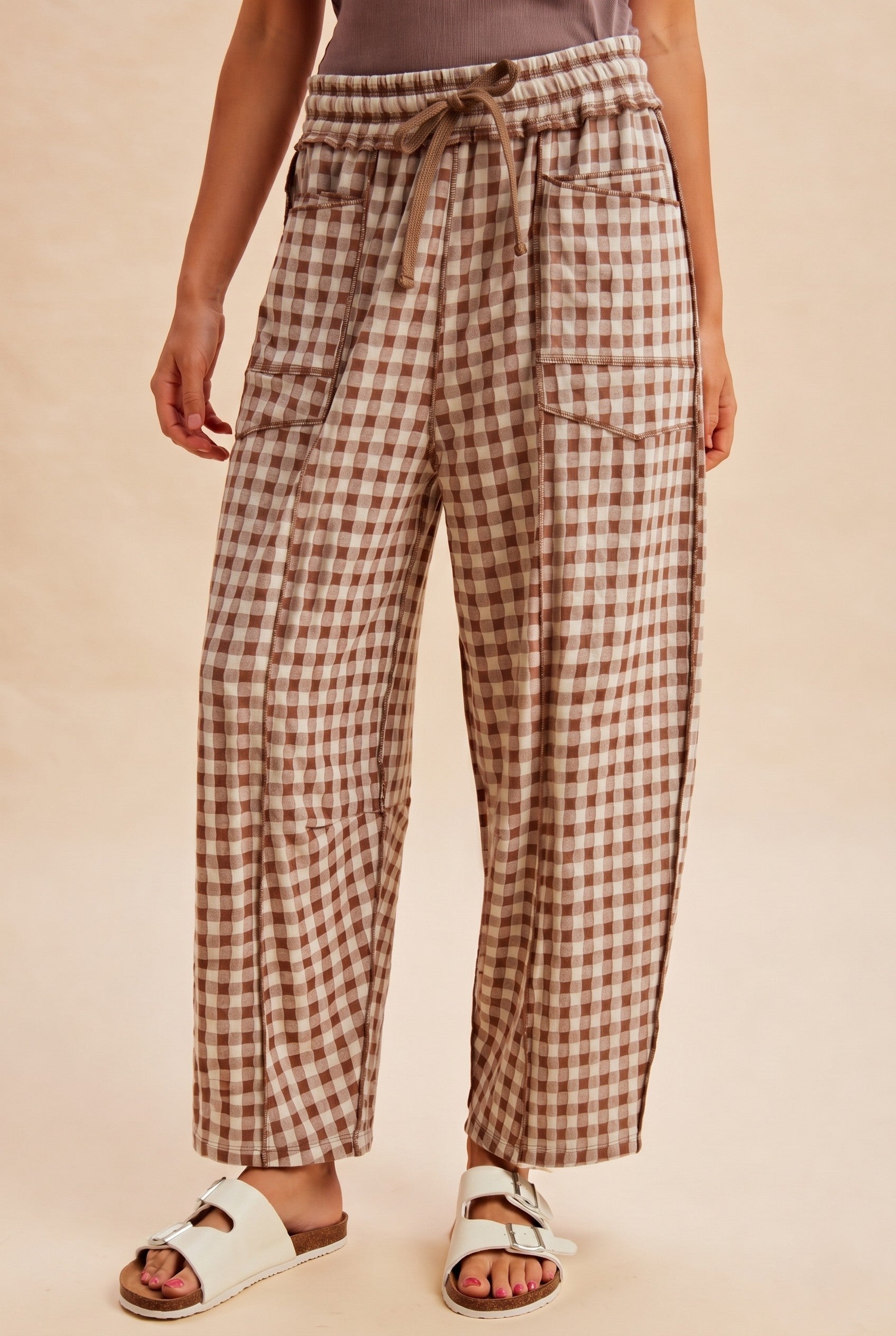 Checkered Barrel Pants