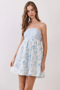 Toile Strapless Mini Dress