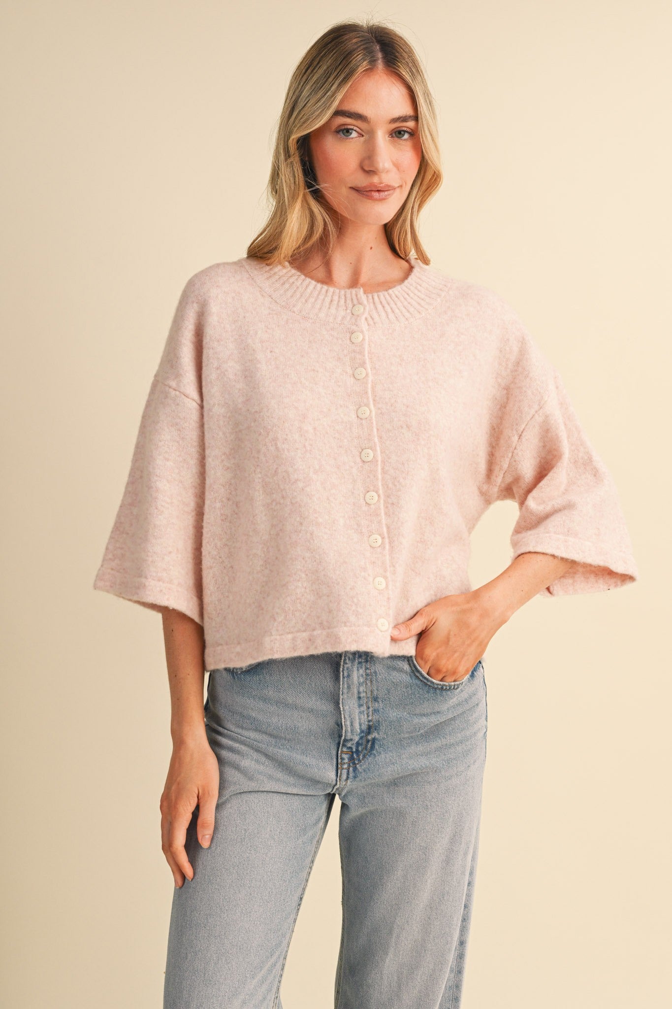 Baby Pink Elbow Cardigan