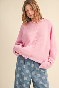 Pink Button-Down Cardigan Sweater