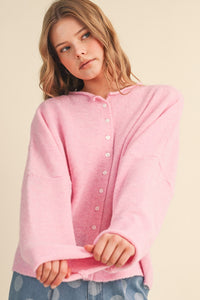 Pink Button-Down Cardigan Sweater