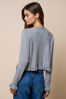 Ruffle Hem Button-Down Cardigan