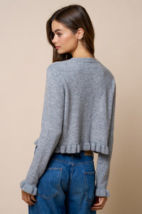 Ruffle Hem Button-Down Cardigan