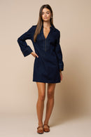 V-Neck Dark Denim Mini Dress