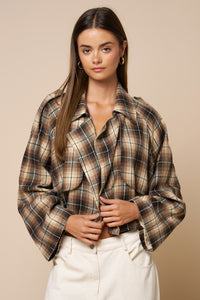 Cropped Plaid Oversized Jacket
