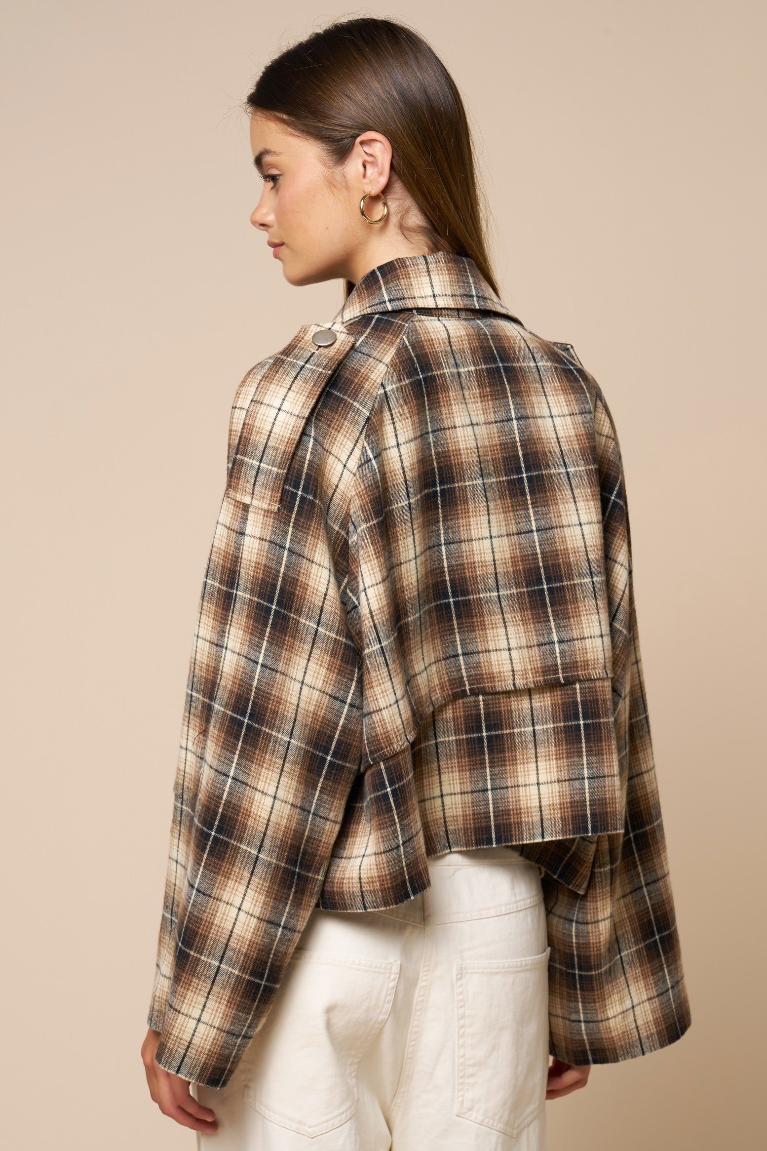 Cropped Plaid Oversized Jacket