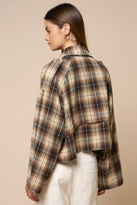 Cropped Plaid Oversized Jacket