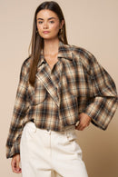 Cropped Plaid Oversized Jacket