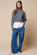 Layered Turtleneck Sweater Shirt