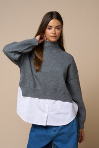 Layered Turtleneck Sweater Shirt