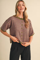 Striped Short Sleeve Sweater