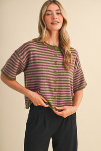 Striped Short Sleeve Sweater