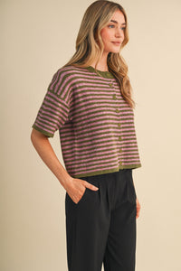 Striped Short Sleeve Sweater
