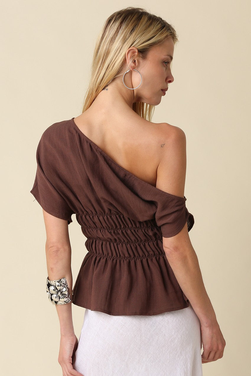 One Shoulder Smocked Top