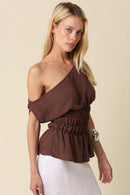 One Shoulder Smocked Top