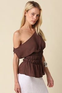 One Shoulder Smocked Top