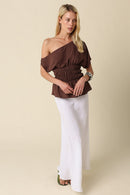One Shoulder Smocked Top