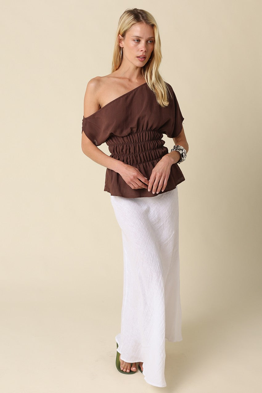 One Shoulder Smocked Top