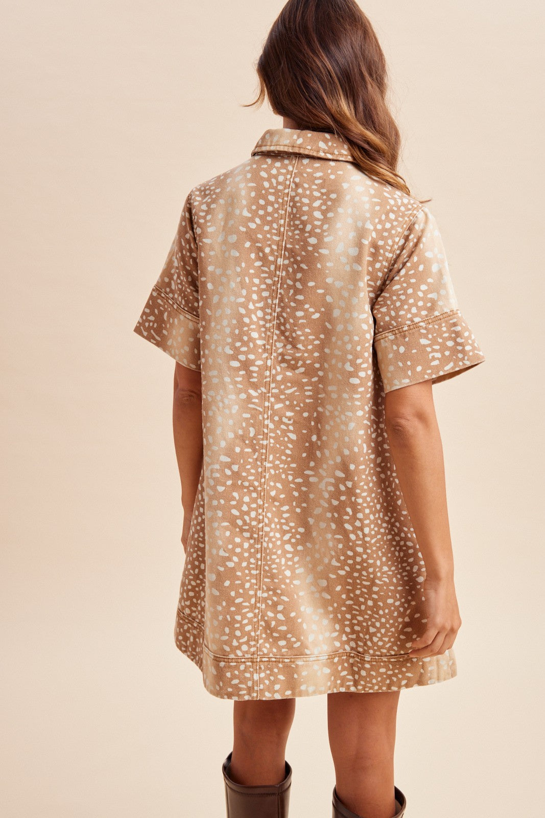Deer Print Denim Mini Dress
