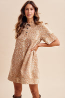 Deer Print Denim Mini Dress
