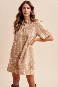 Deer Print Denim Mini Dress