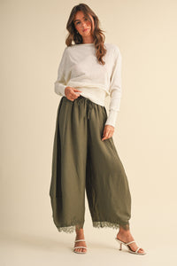 Lace Hem Barrel Pants