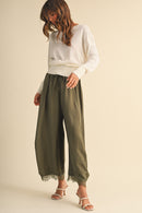 Lace Hem Barrel Pants