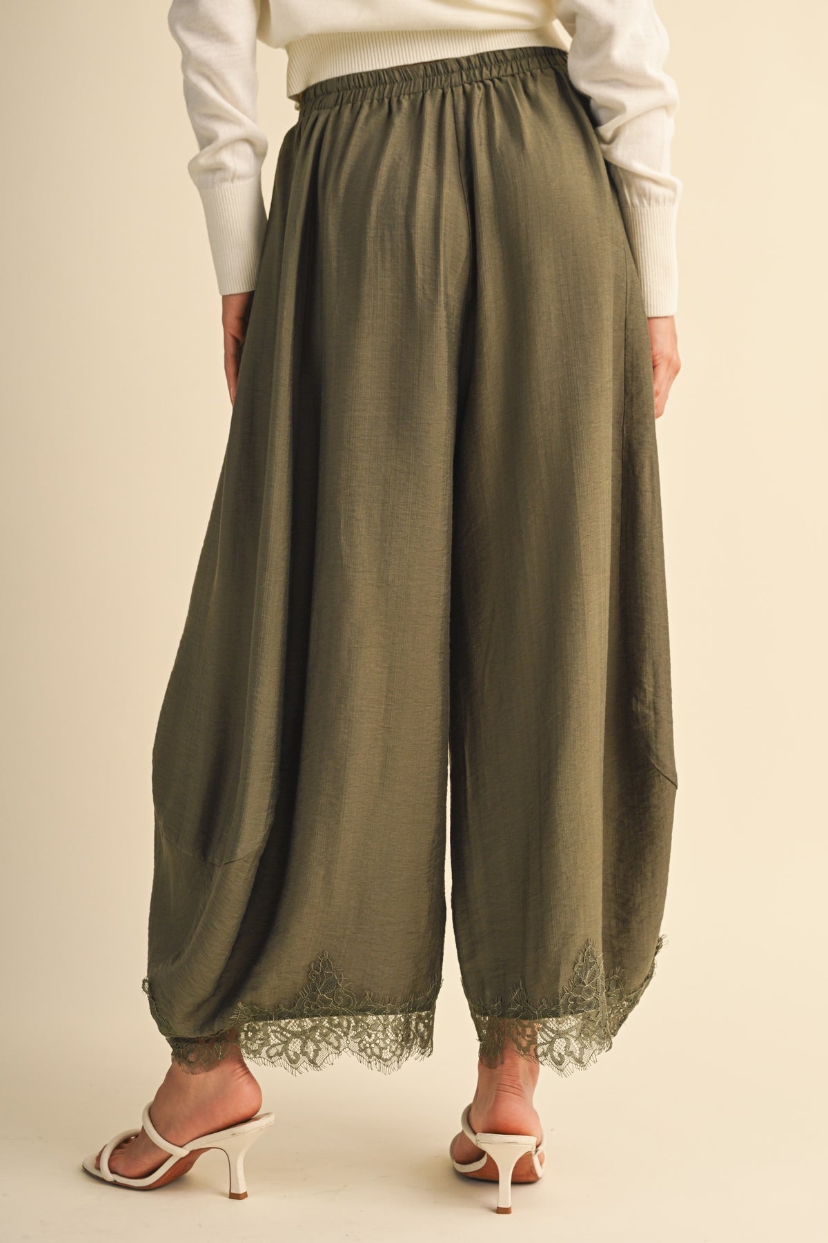 Lace Hem Barrel Pants