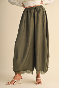 Lace Hem Barrel Pants