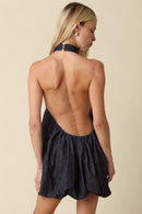 Open Back Mini Denim Dress