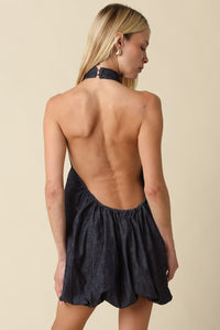 Open Back Mini Denim Dress