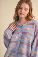Rolled Edge Striped Cardigan