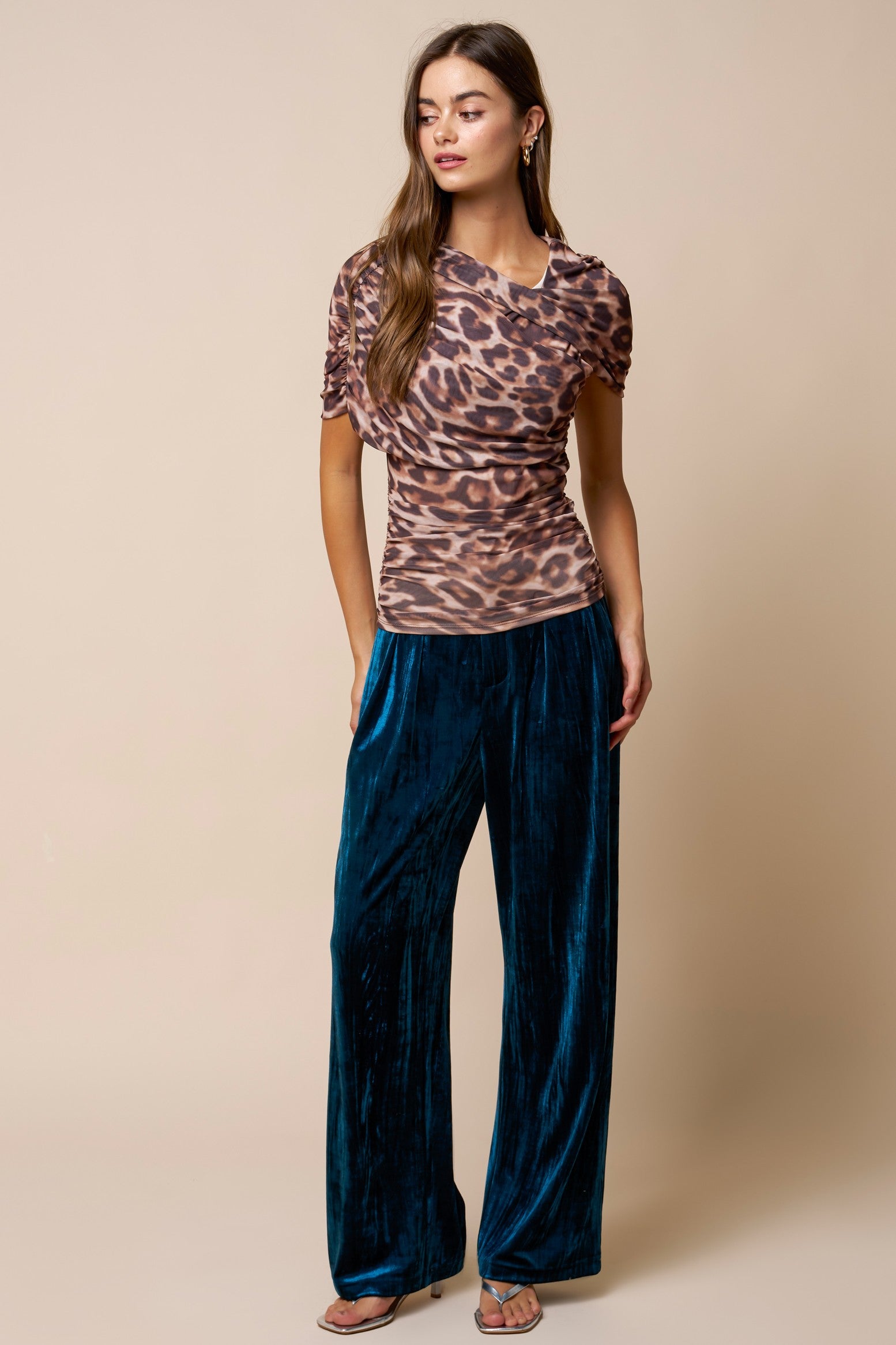 Leopard Asymmetrical Mesh Top