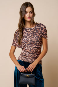 Leopard Asymmetrical Mesh Top