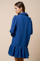 Puff Sleeve Denim Shirt Dress