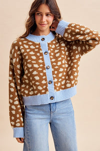 Deer Print Contrast Sweater