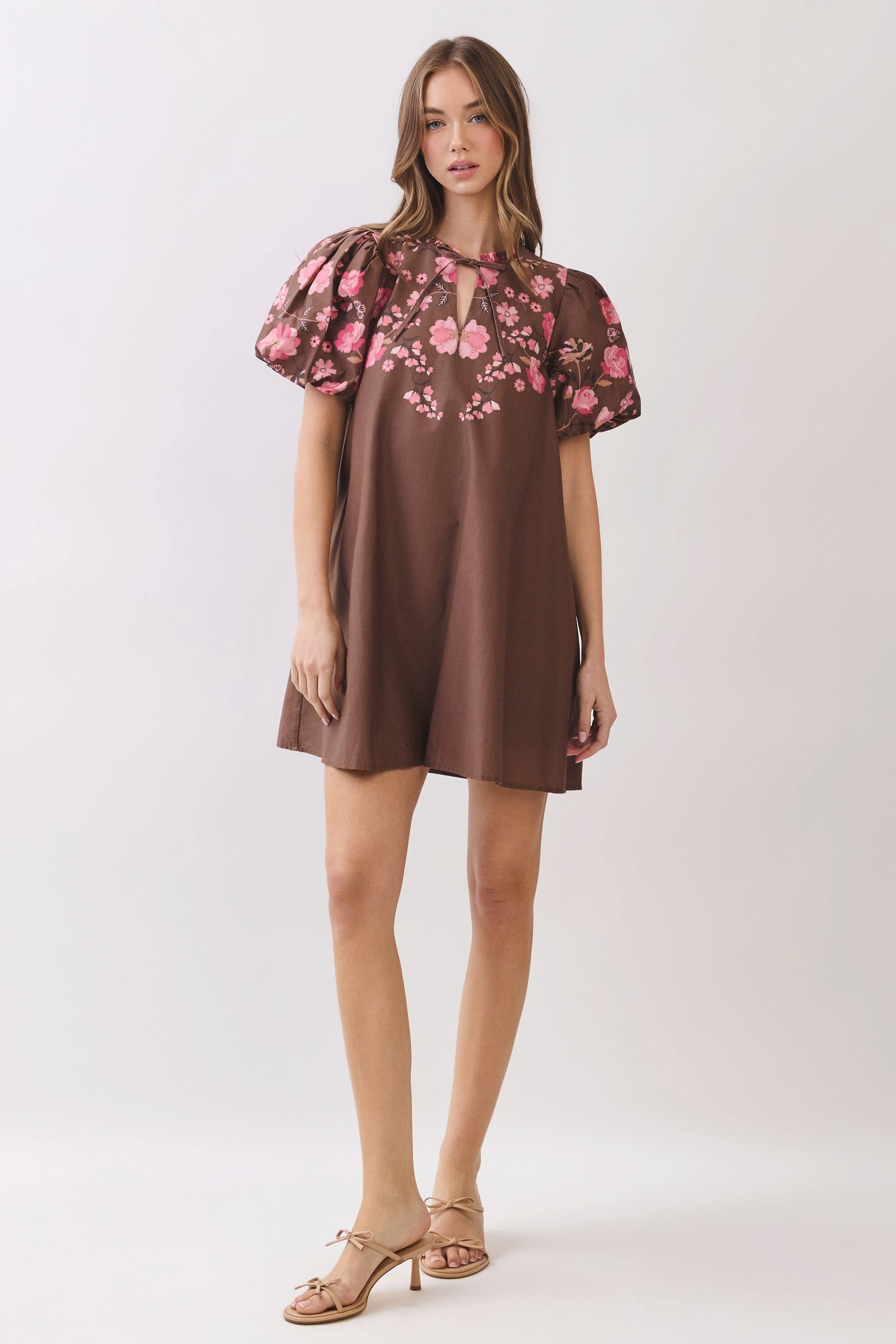 Floral Puff Sleeve Babydoll Dress