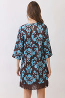 Damask Fringe Hem Mini Dress